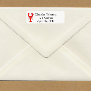 Red lobster on white return address label