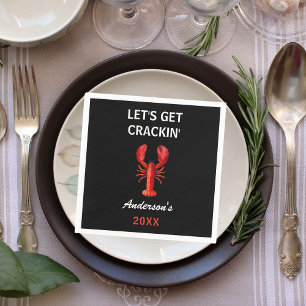 Red lobster party quote name black napkin