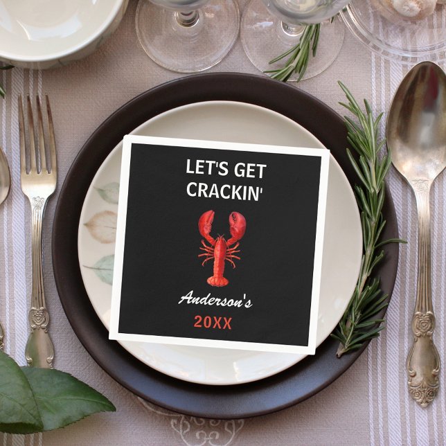Red lobster party quote name black napkin (Creator Uploaded)