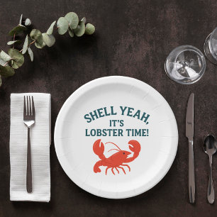 Red lobster party quote retro paper plate