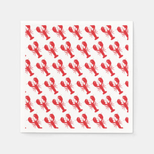 Red Lobster Pattern Coastal Beach Ocean Fun Napkin