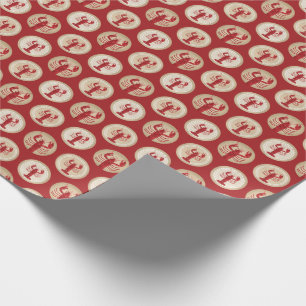 Red Lobster Pattern - Nautical Ocean Seafood Wrapping Paper