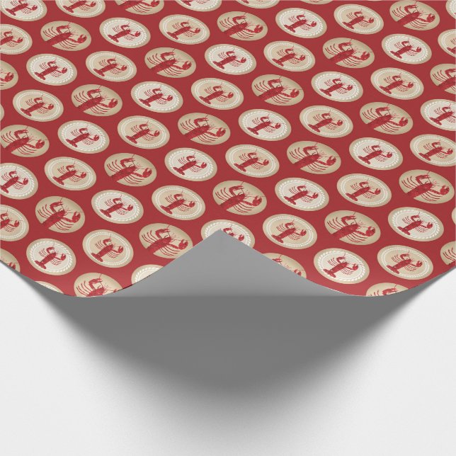 Red Lobster Pattern - Nautical Ocean Seafood Wrapping Paper (Corner)