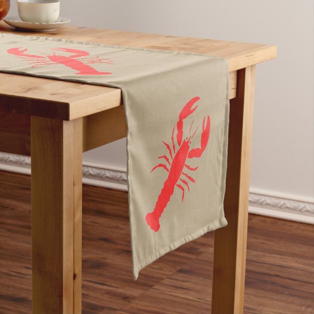 Red lobster pattern short table runner (In Situ)
