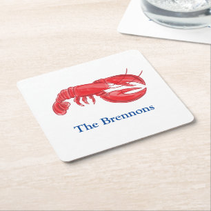 Red Lobster Personalized Party Square Paper Coaster
