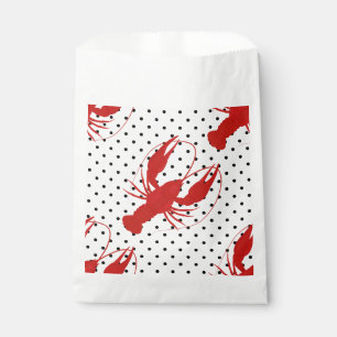 red lobster polka dots white favour bag