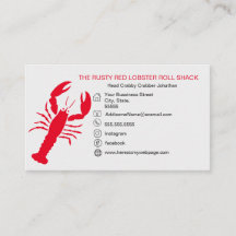 Red Lobster Seafood Black White Simple Nautical 