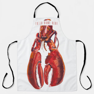 Red Lobster Watercolor Painting Illustration Apron