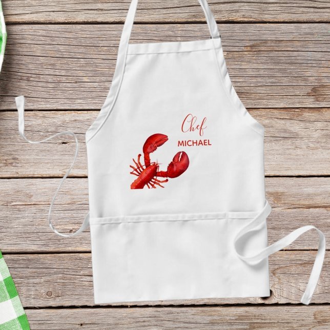 Red lobster white custom name standard apron (Creator Uploaded)