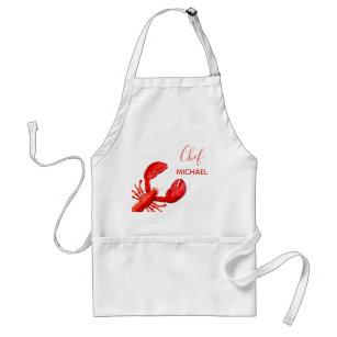 Red lobster white custom name standard apron