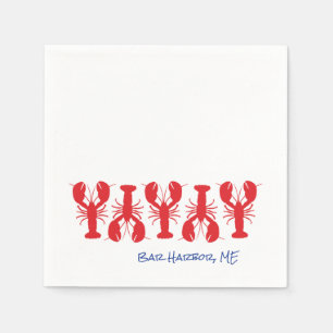 Red Lobsters Blue Custom LOCATION COASTAL Preppy Napkin