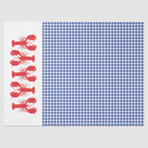 Red Lobsters Blue White Gingham Coastal Party Tissue Paper