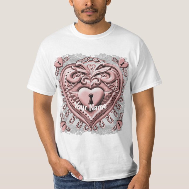 Red lock Heart  T-Shirt (Front)