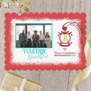 Red Logo, Gold Bell Company Christmas Photo Holiday Card