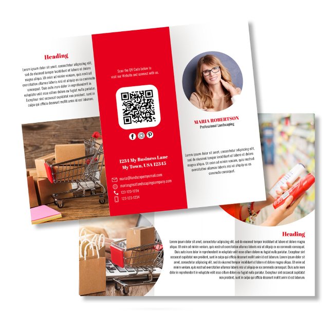 Red Logo or Photo Business Brochure (Business brochure with your photo or logo template. )