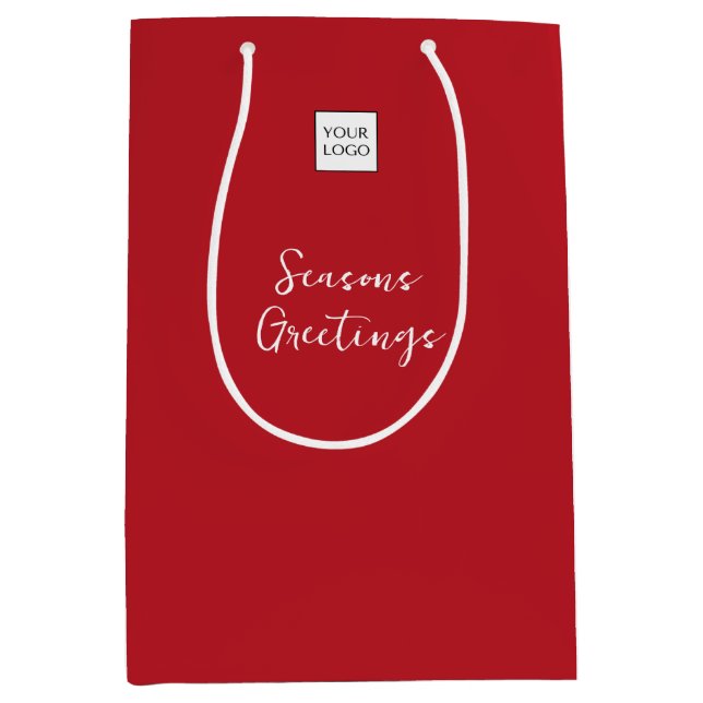 Red Logo Text Promotional Business Packaging Medium Gift Bag (Front)