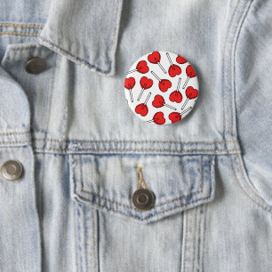 Red Lollipops, Heart Lollipops, Lollipop Pattern 6 Cm Round Badge