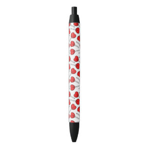 Red Lollipops, Heart Lollipops, Lollipop Pattern Black Ink Pen