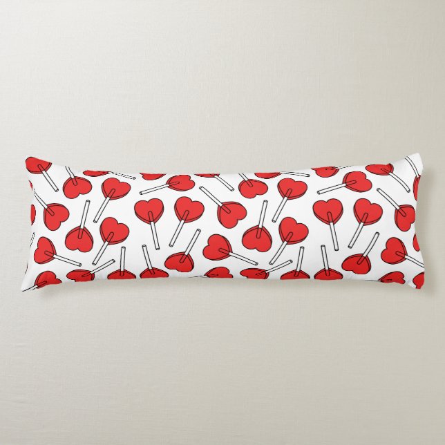 Red Lollipops, Heart Lollipops, Lollipop Pattern Body Cushion (Front)