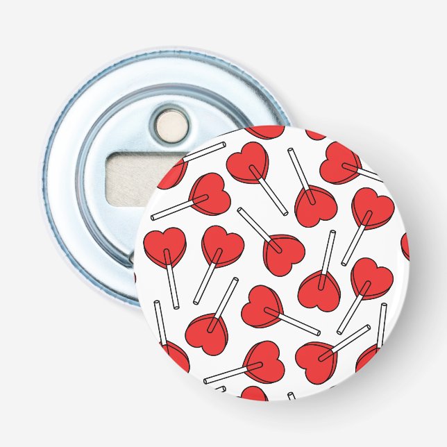 Red Lollipops, Heart Lollipops, Lollipop Pattern Bottle Opener (Front)