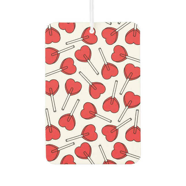 Red Lollipops, Heart Lollipops, Lollipop Pattern Car Air Freshener (Front)