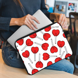 Red Lollipops, Heart Lollipops, Lollipop Pattern Laptop Sleeve