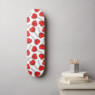Red Lollipops, Heart Lollipops, Lollipop Pattern Skateboard