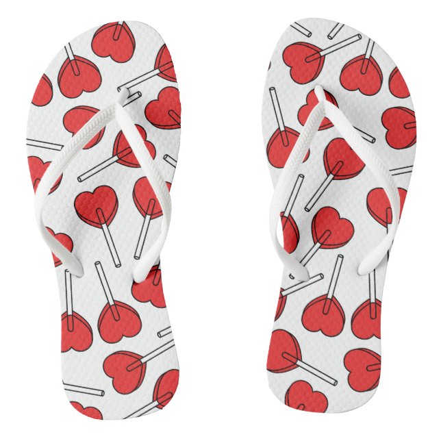 Red Lollipops, Heart Lollipops, Lollipop Pattern Thongs (Footbed)