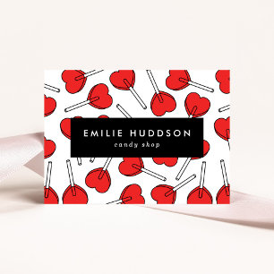 Red Lollipops, Heart Lollipops, Lolly, Candy Shop Business Card