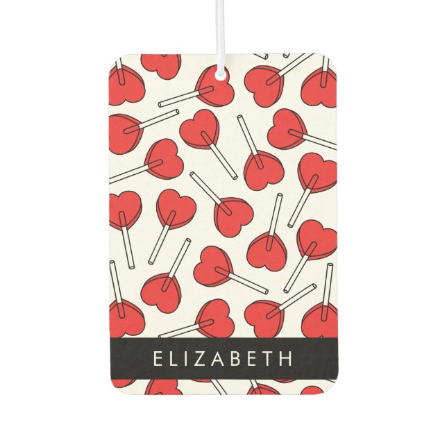 Red Lollipops, Heart Lollipops, Lolly, Your Name Car Air Freshener (Front)