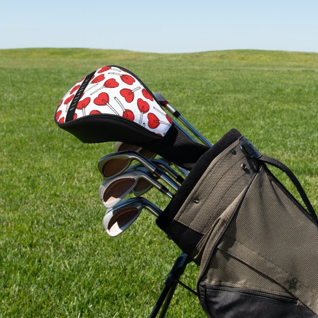 Red Lollipops, Heart Lollipops, Lolly, Your Name Golf Head Cover (In Situ)