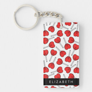 Red Lollipops, Heart Lollipops, Lolly, Your Name Key Ring