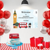 Red London Bus and Clock Tower Birthday Welcome