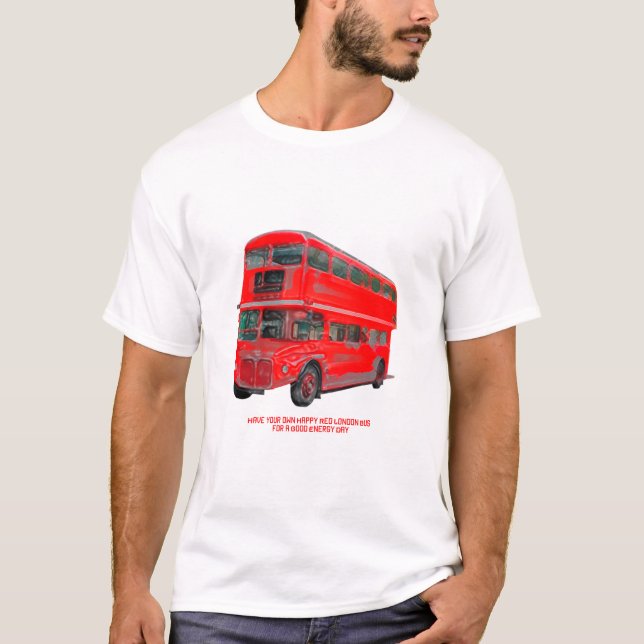 Red London Bus Good Energy Day T-Shirt (Front)