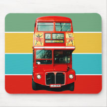 Red London Bus on Coloured Stripes