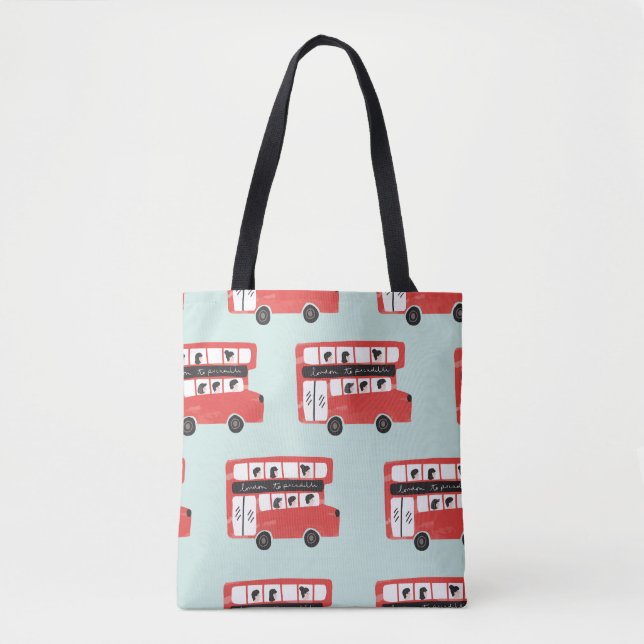 Red London Bus Vintage Pattern Tote Bag (Front)