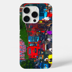 Red London buses on Oxford Street London iPhone 15 Pro Case