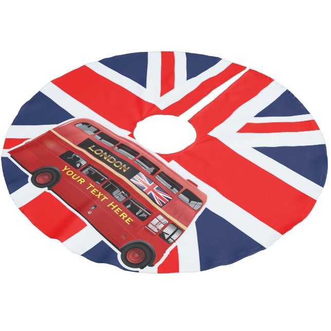 Red London Double Decker Bus Brushed Polyester Tree Skirt (Angled)