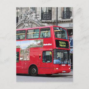 Red London Double Decker Bus, England Postcard