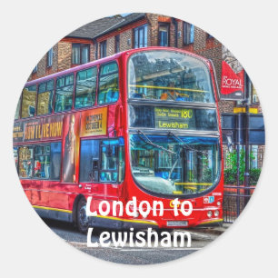 Red London Double-Decker Bus - England, UK Classic Round Sticker