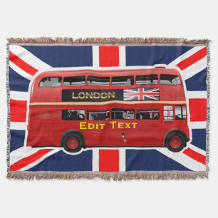 Red London Double Decker Bus Throw Blanket