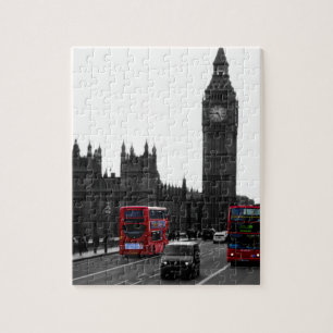 red London Tour bus and Big Ben Jigsaw Puzzle