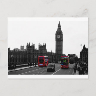red London Tour bus and Big Ben Postcard