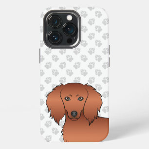 Red Long Hair Dachshund Cute Cartoon Dog Head iPhone 13 Pro Case