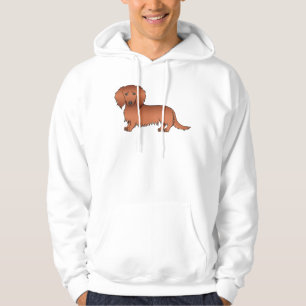 Red Long Hair Dachshund Cute Cartoon Dog Hoodie