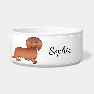 Red Long Hair Dachshund Cute Cartoon Dog & Name