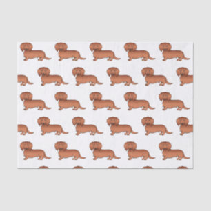 Red Long Hair Dachshund Cute Cartoon Dog Pattern Tissue Paper
