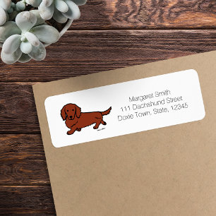 Red Long Haired Dachshund 1 Return Address Label