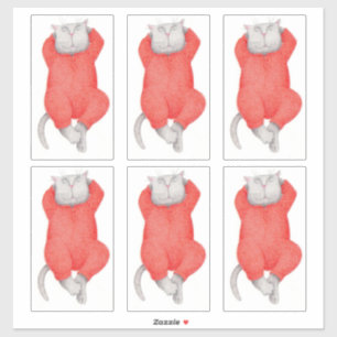 RED LONG JOHNS CAT 14"X14" Vinyl Sticker 