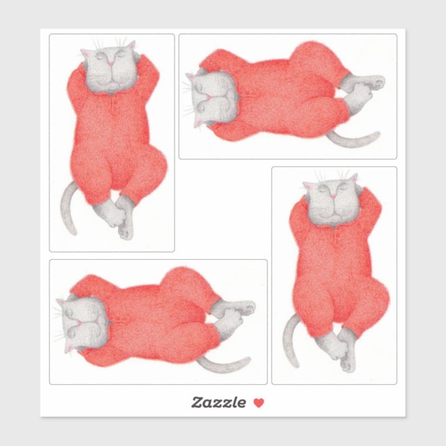 RED LONG JOHNS CAT 8"X8" Vinyl Sticker  (Sheet)